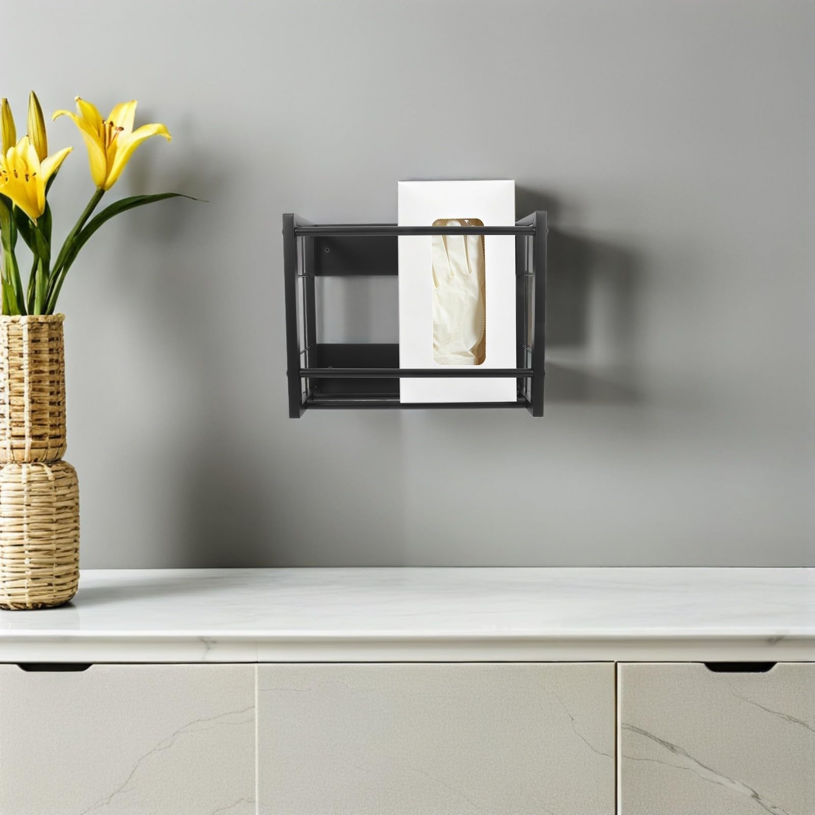 YARNOW Porta Guanti e Utilizzo Struttura Multilivello Magnetico in Ferro Nero per Organizzazione, Facile Installazione per Cucina e Giardinaggio
