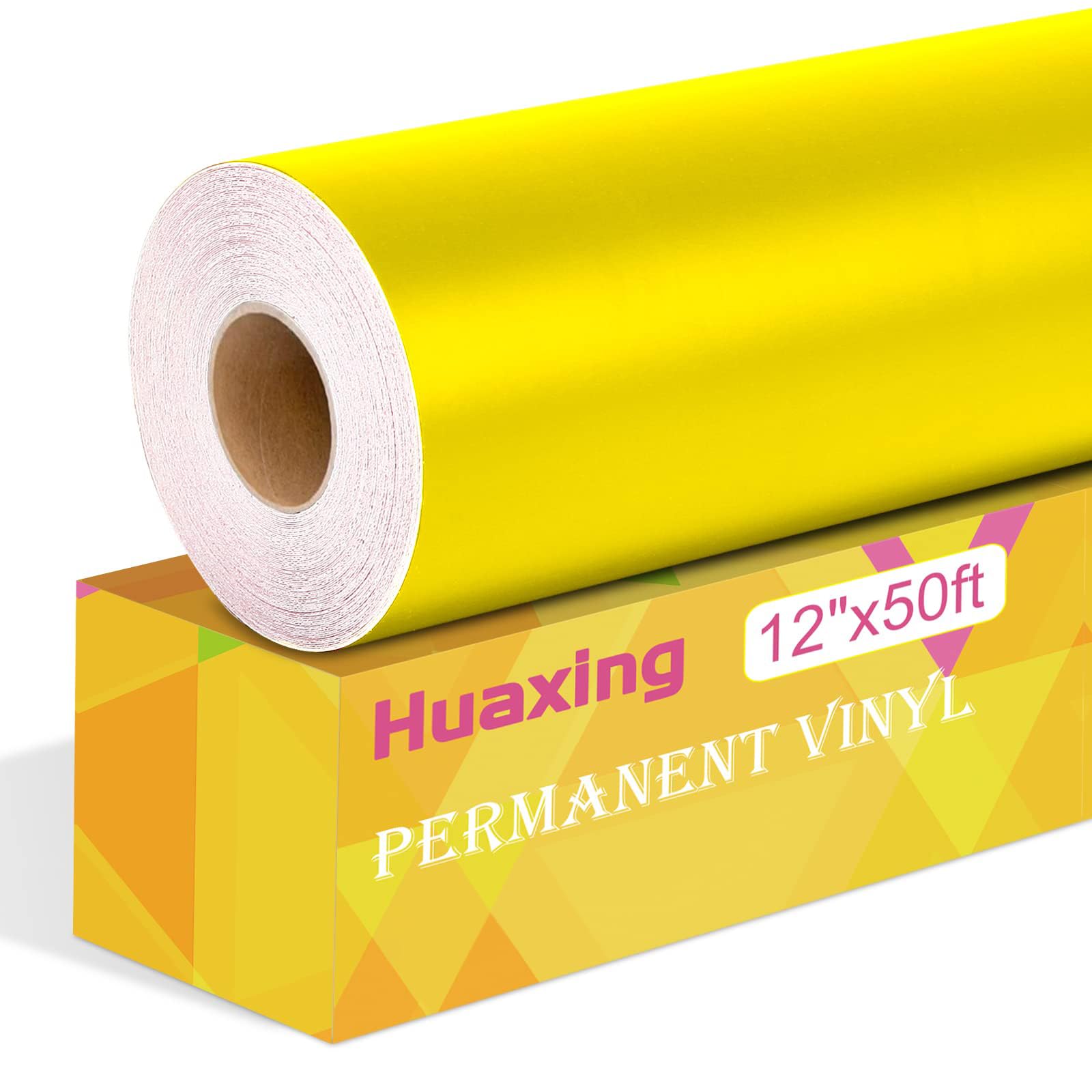 Matte Yellow Permanent Vinyl, 12" x 50FT Permanent Adhesive Vinyl Roll for All Cutting Machines,Signs, Craft Die Cutters