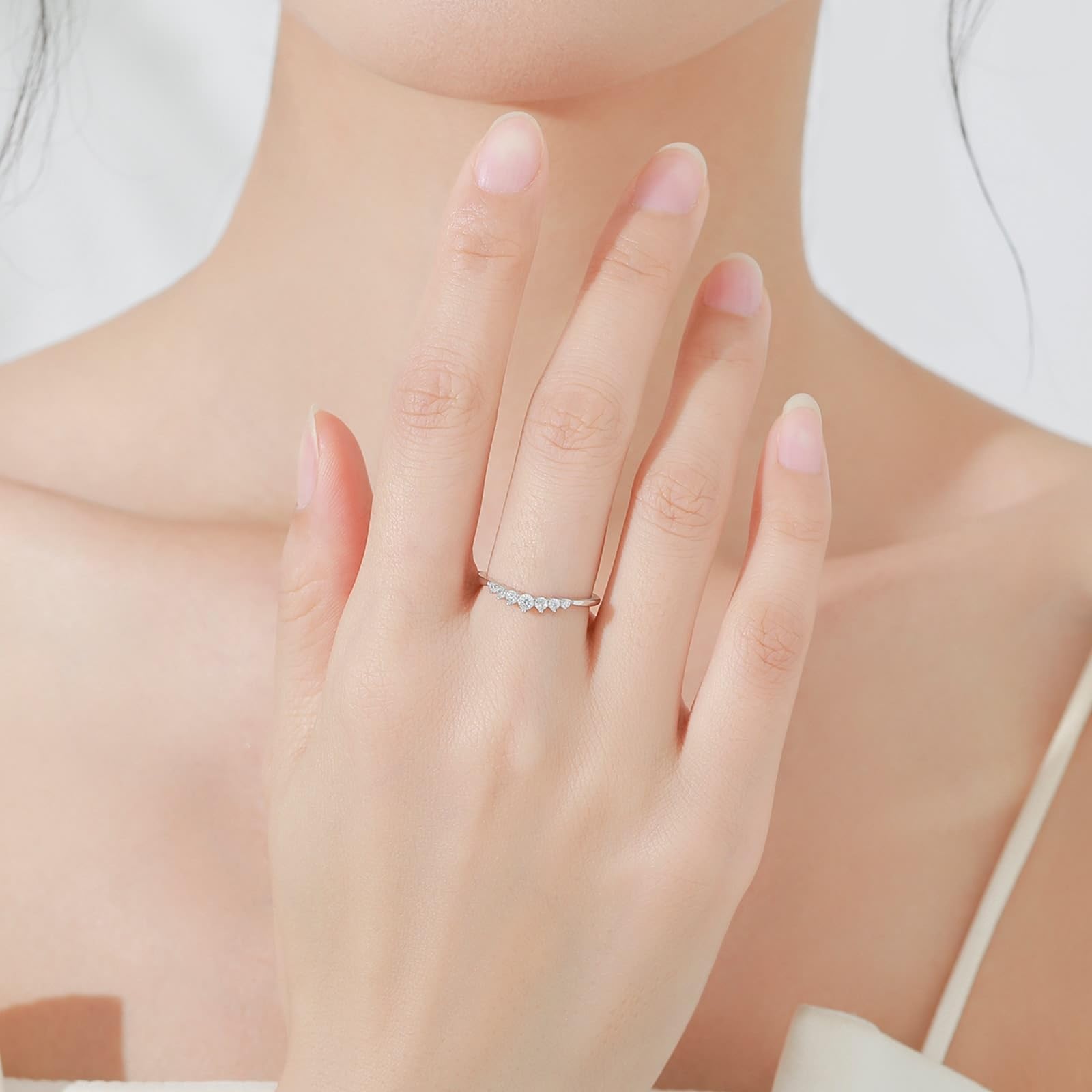 KnSam Anillo de oro blanco de 9 K/14 K/18 K, oro auténtico, anillo apilable clásico de 3 garras con diamante, alianzas de boda blanco y oro Au 375/585/750, talla 47-65