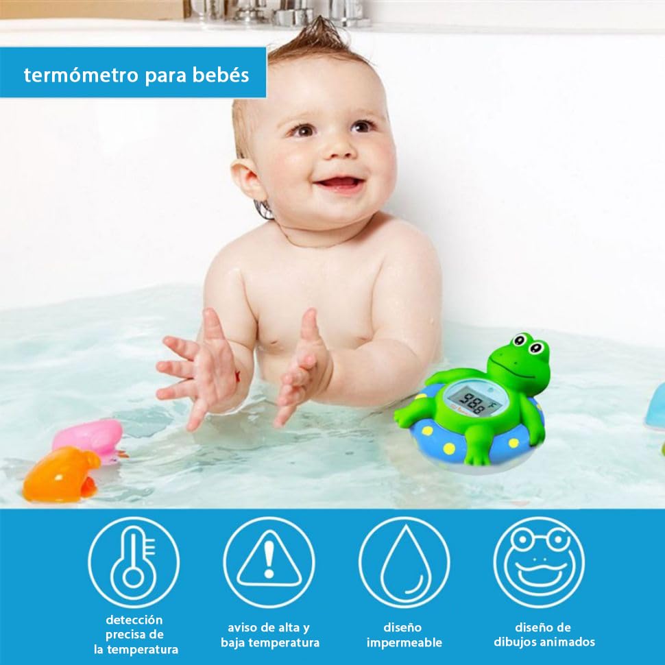 Termómetro de baño para bebés Doli Yearning, juguete de baño flotante para niños pequeños, termómetro de bañera, en grados Fahrenheit y Celsius - Rana azul