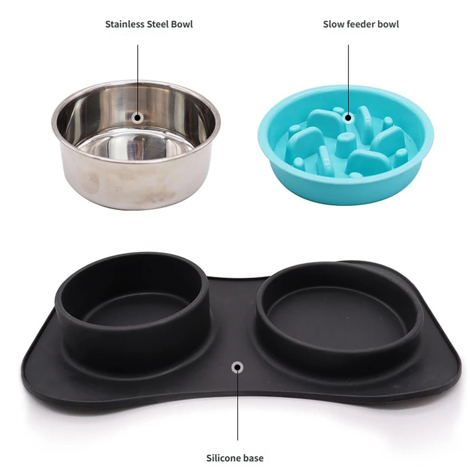 Ciotola per Cani Pieghevole in Silicone Alimentazione lenta con Base Antiscivolo per Uso Domestico da Viaggio Ciotola per Cibo per Animali Impermeabile