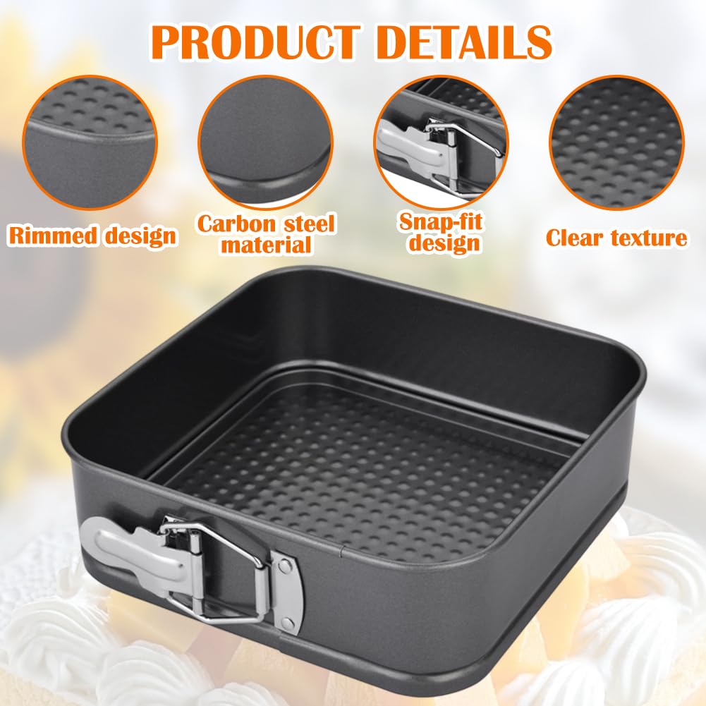 Moule à charnière rectangulaire 28 cm avec revêtement antiadhésif - Moule à gâteau avec fond plat - Petit moule à gâteau avec fond plat - Pour la cuisson de gâteaux, acier au carbone - Noir