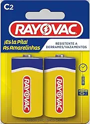 PILHA COMUM C MEDIA C2, com 2, 10198, Rayovac, Amarelo