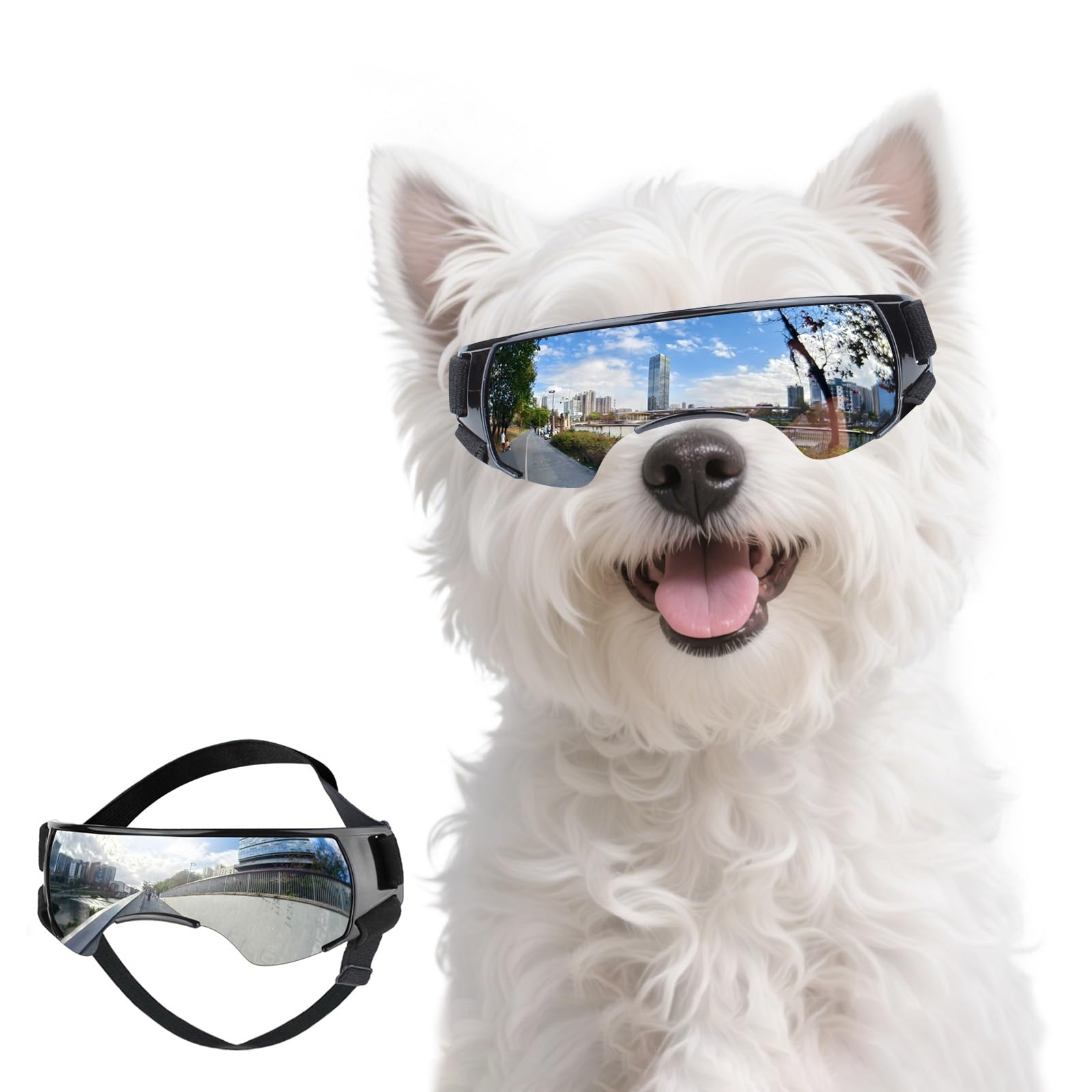 Lunettes pour petit chien avec sangle ajustable pour le plein air