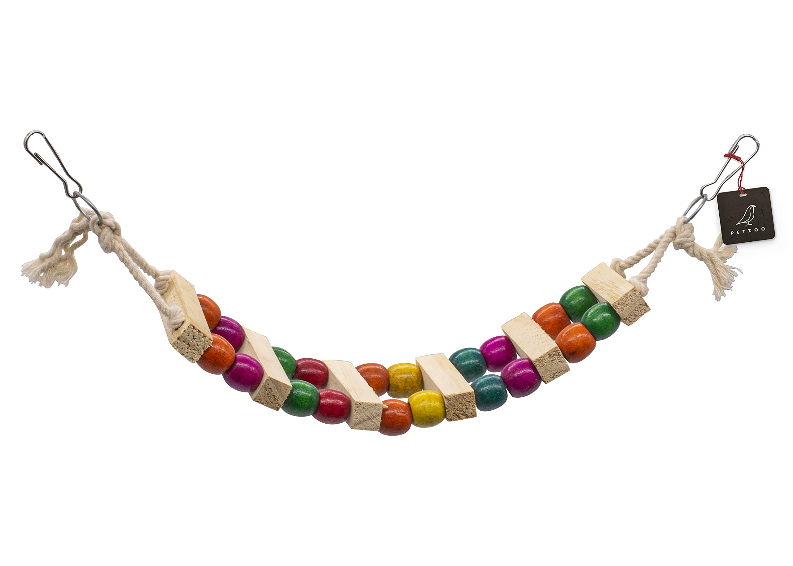PETZOO Playful Bird Rope Ladder Perch Colorful Toy for Budgies, Macaw, African Grey Pet Toy, Parrot, Cage Accessories, Resting Toy & Wooden Training Aid for Bird & Parrots (B09CGLBQRT) Amazon Price History, Amazon Price Tracker