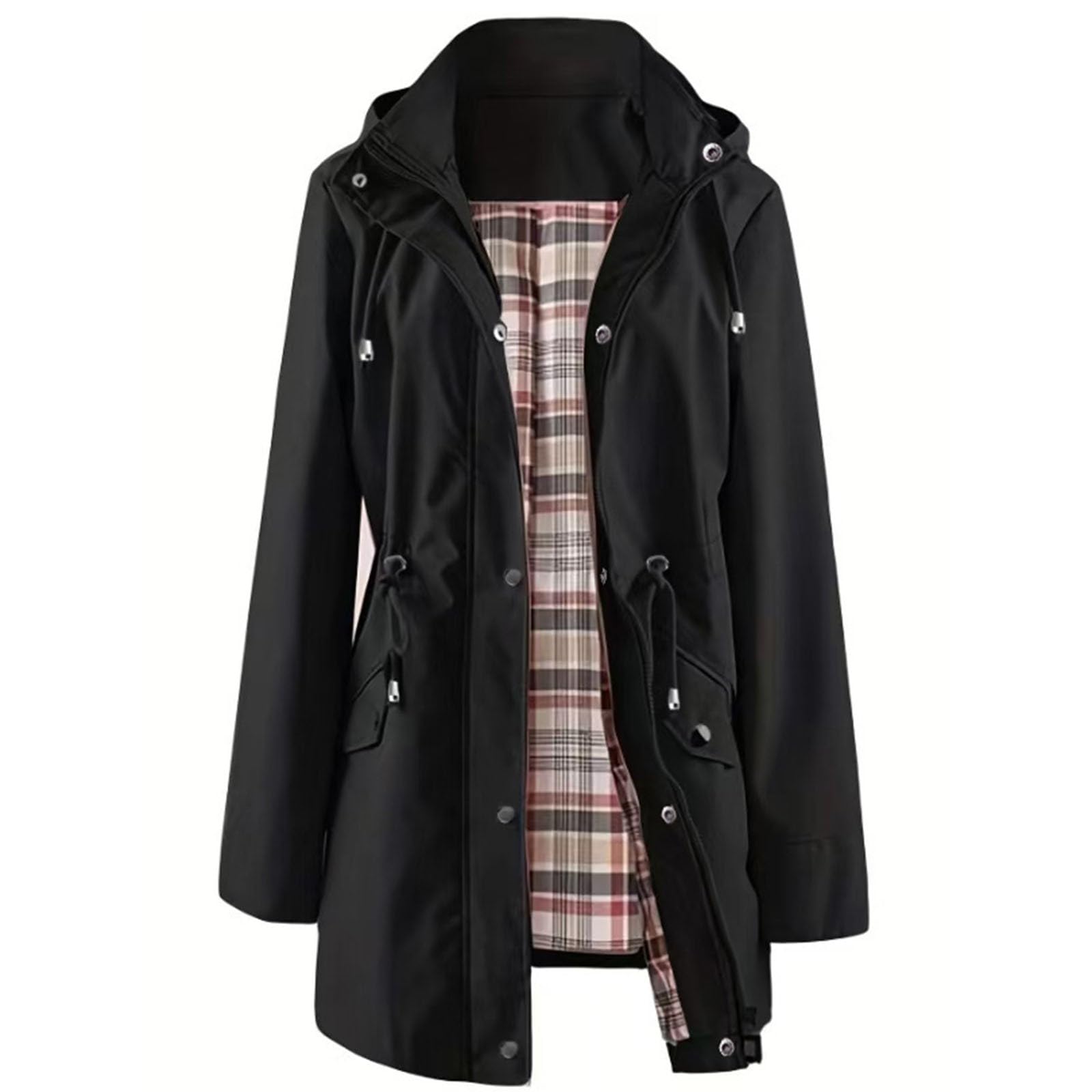 Womens Rain Windproof Adjustable Windbreaker Raincoats Long Sleeve Outdoor Trench Coat Giacca Di Pelle 10 Anni A Vento Donna Primaverile Antivento Running Impermeabile Lungo Antipioggia