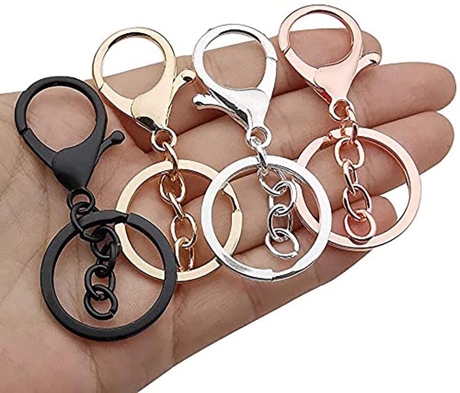 Image of DIY Crafts 50 Sets, Silver, Metal Larger Lobster Clasps Extension Chain Hooks, D Rings, Slide Buckle for Keychain Key Rings Clip Connector Bags Art Crafts Jewel (50 Sets, Silver)
