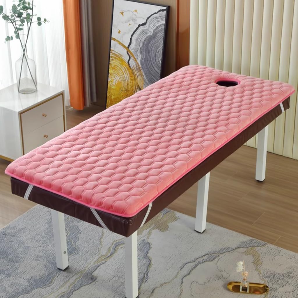 Lettino Da Massaggio Con Coprimaterasso In Memory Foam 8 Cm Di Spessore Testa Quadra/tonda/trapezoidale Copriletto Per Ciglia Imbottitura Del Lettino Termale Con Foro Pe(Size:70x180cm,Color:Marrone T