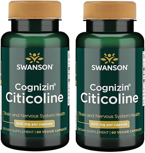 Swanson Cognizin Citicoline 1,000 miligramos 60 cápsulas vegetales (paquete de 2)
