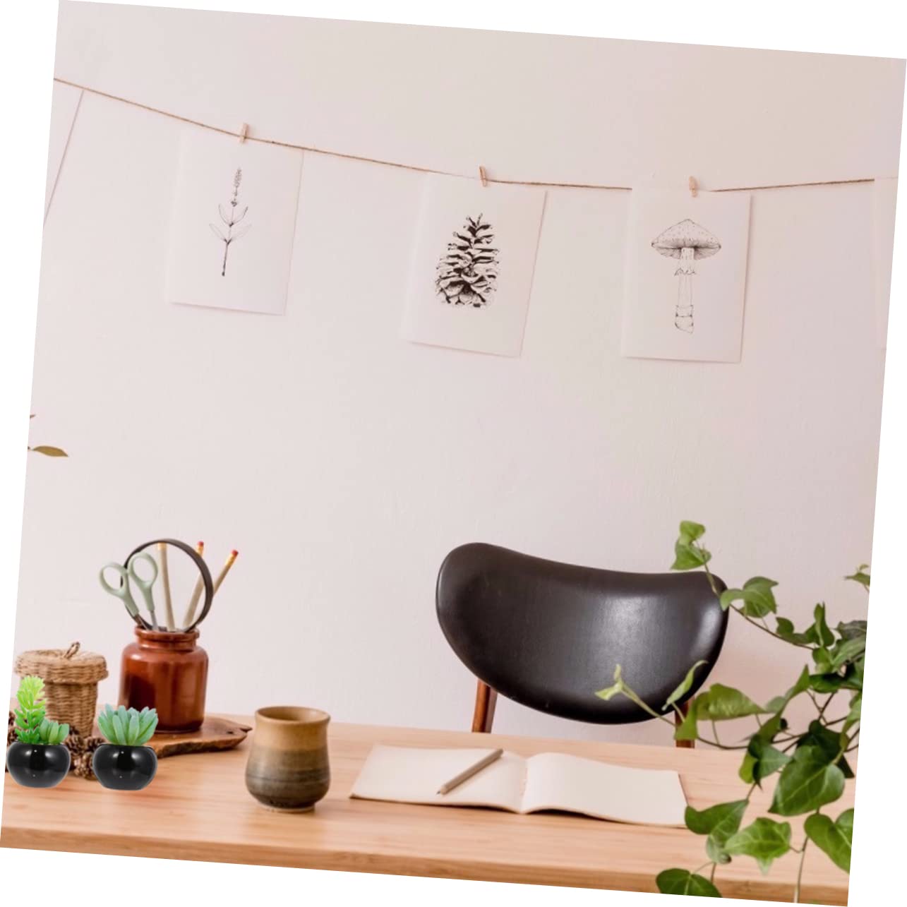 Cabilock Mini Bonsaï de Succulentes Artificielles en Pot Noir 4 Pièces