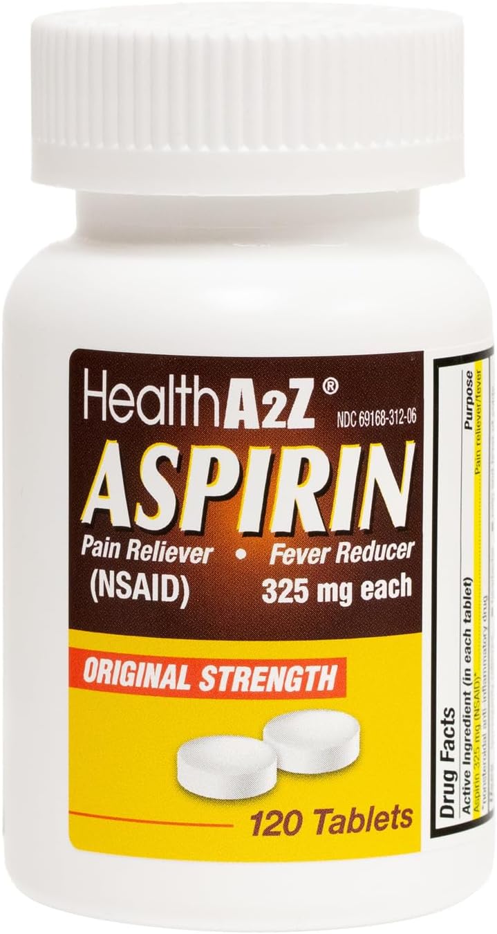 HealthA2Z® Aspirin 325mg Uncoated Tablets Original Strength Pain Reliver Fever