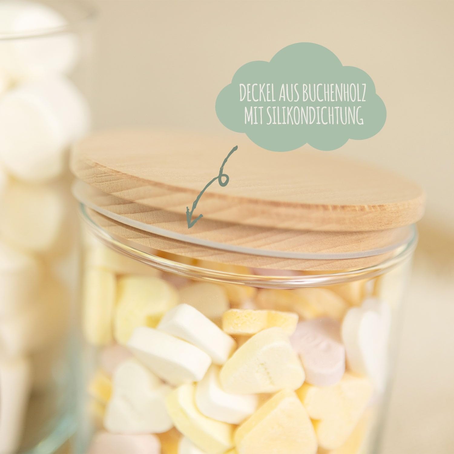 GRAVURZEILE Vorratsglas mit bedrucktem Holzdeckel - Regenbogen Rot - Personalisiert mit Name & Datum - Keksdose Bonbonglas mit Deckel - Vorratsdose - Geschenk für Kinder - 880 ml