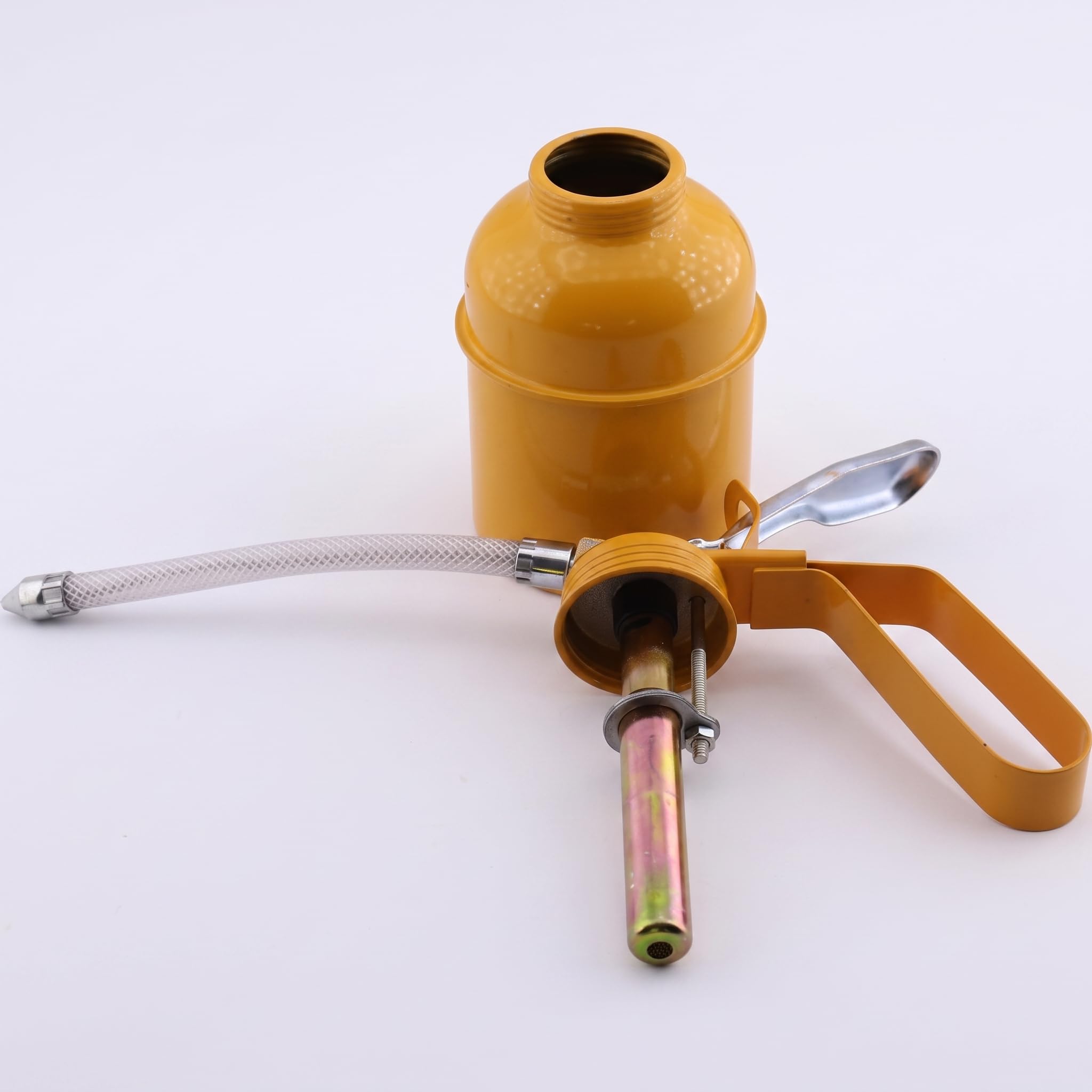 Spiralli Metal Yağdanlık 300 cc - Esnek Hortumlu Manuel Pompalı Yağ Tenekesi - Sanayi, Otomotiv, Atölye ve Bisiklet Yağlama Pompası (Sarı)