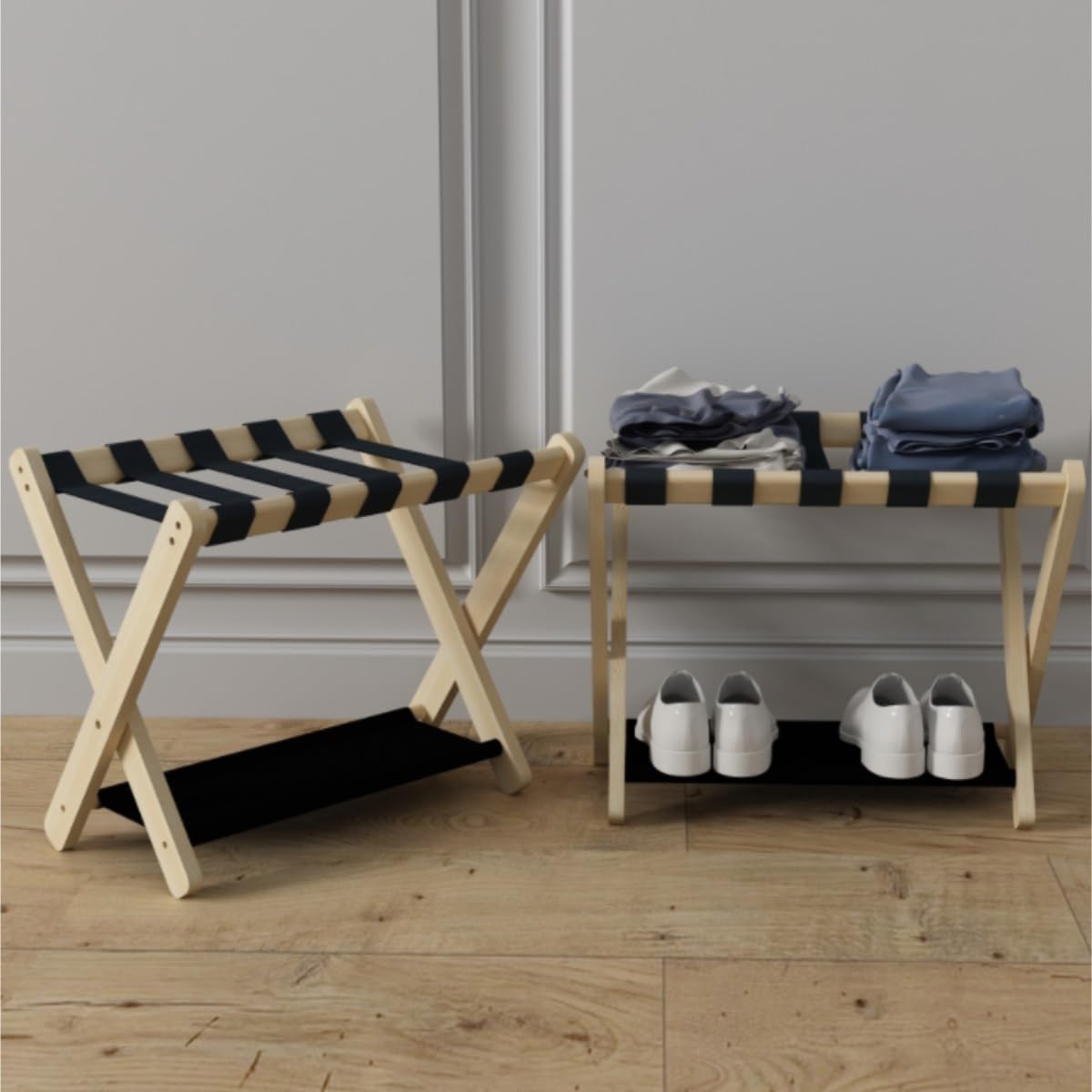 Soporte para equipaje – Estante de almacenamiento plegable para habitación de hotel y viajes – Soporte ligero y compacto para maleta para una fácil organización