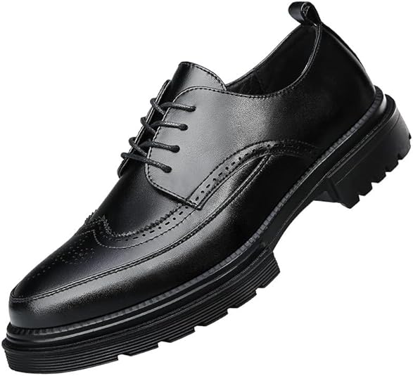 Sapato social masculino plataforma vintage couro Brogue Wingtip Oxfords clássico cadarço sola casual Derby sapatos