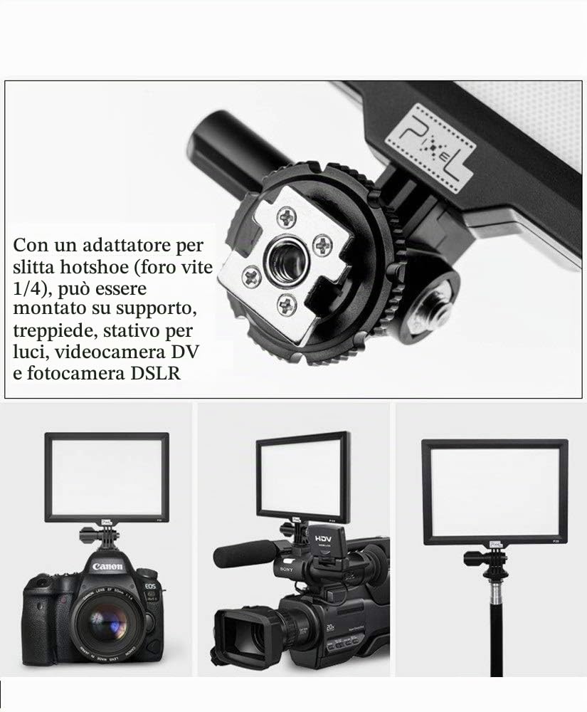 Pixel P20 Video Light Pannello Dimmerabili Pannello LED per Fotocamera | Schermo LCD per Fotocamera Videocamera DSLR Canon Nikon come la Luce di Riempimento per Nozze Intervista del Notiziario