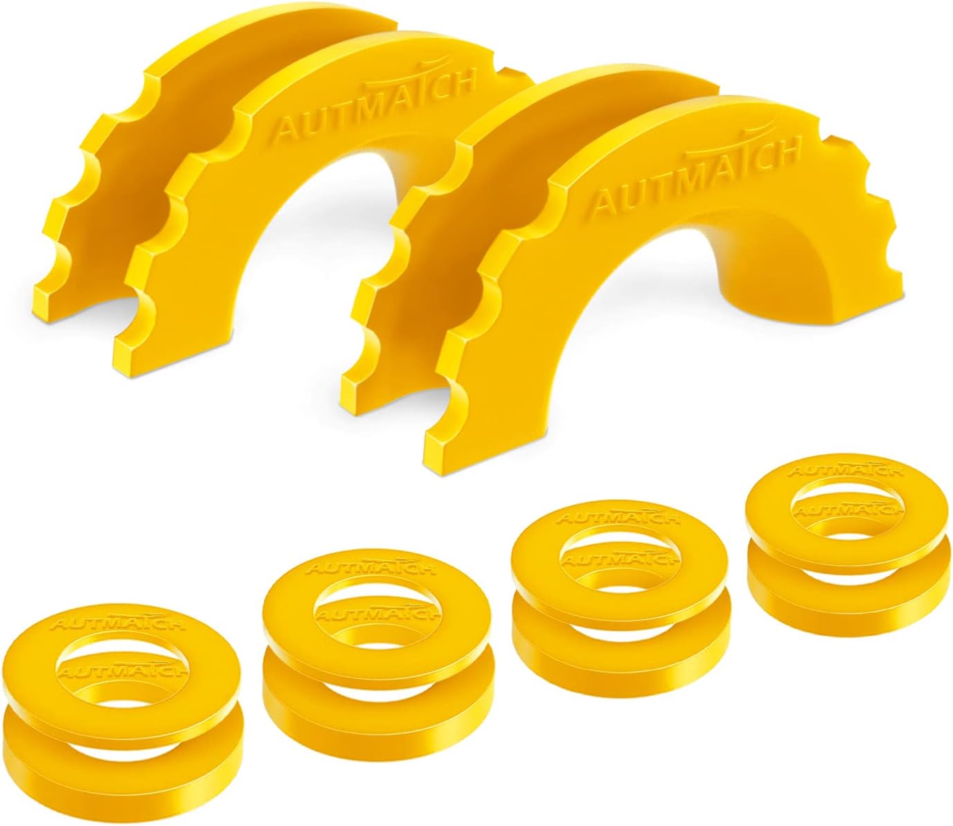 AUTMATCHD Ring Shackle Isolators Washers Kit - 2 Rubber Shackle Isolators with 8 Washers, Fits 3/4 Shackles Protect and Prevents Rattling, Shackle Cover Yellow