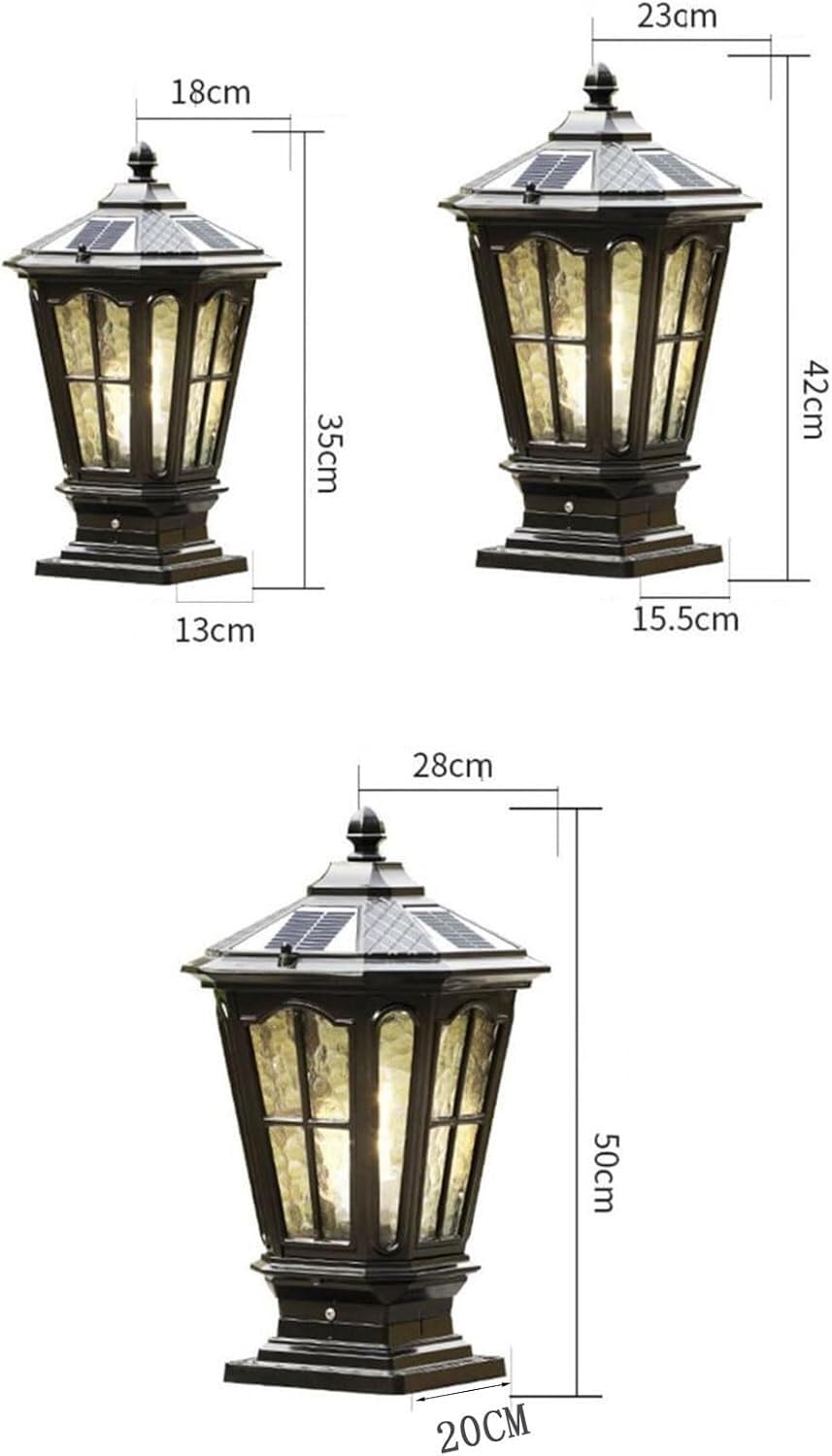 Czarny metalowy słupek oświetleniowy Solarny słupek oświetleniowy Dom Zewnętrzny Wodoodporny słupek oświetleniowy Do bramy Krajobraz Uliczne oprawy oświetleniowe(35cm)