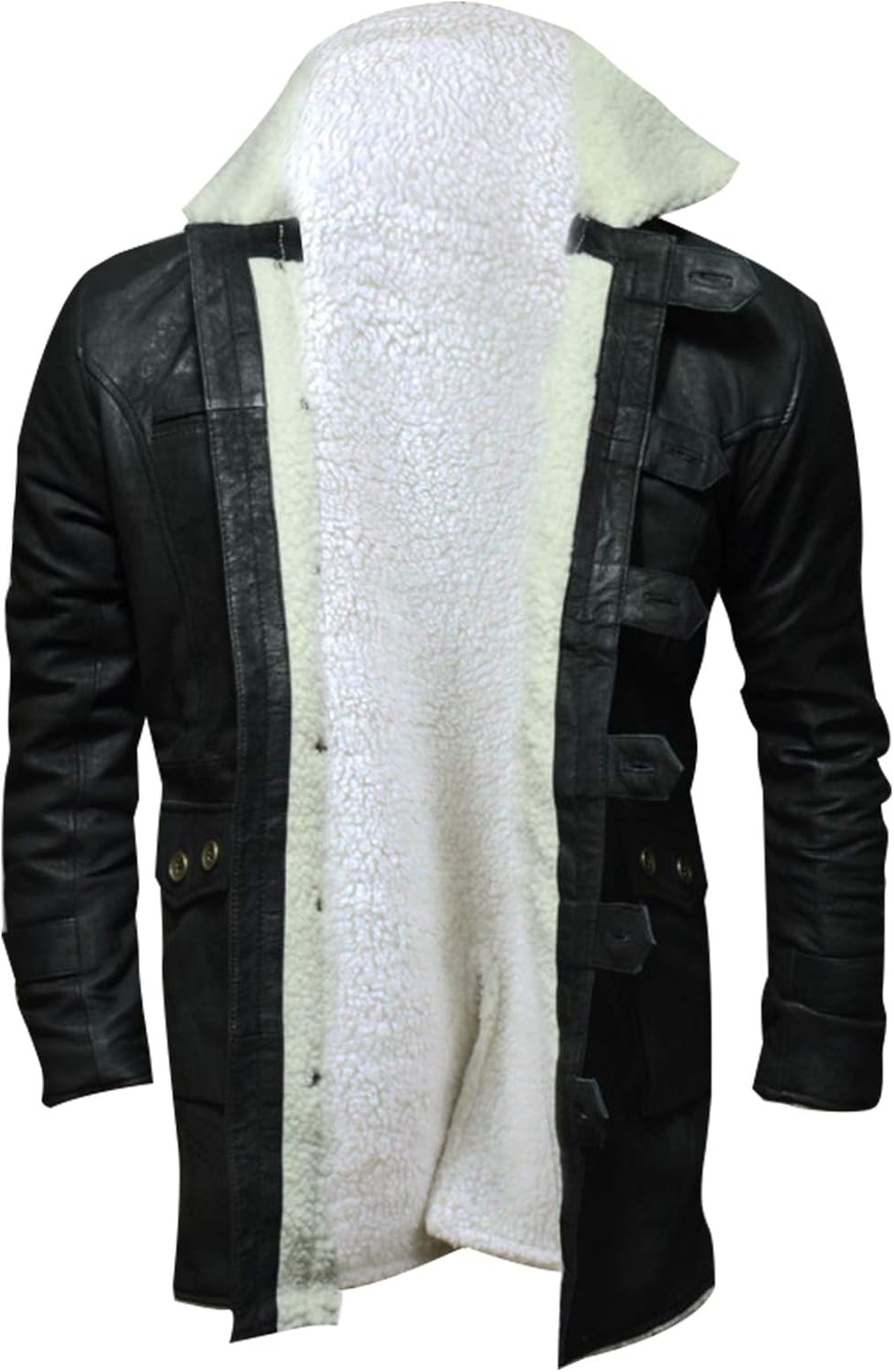 Bane Coat Hardy Artificial Fur Shearling Genuine Leather Brown Overcoat - Image 2