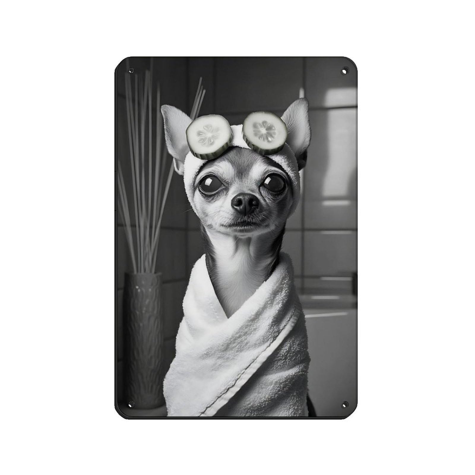 Lxwnze 20L X 30W Cm Fun Chihuahua Spa Day Art Retro Poster Metal Tin Sign Chic Art Retro Iron Painting Bar People Cave Cafe Family Garage Poster Wall Decoration 8X12inch(20X30cm)