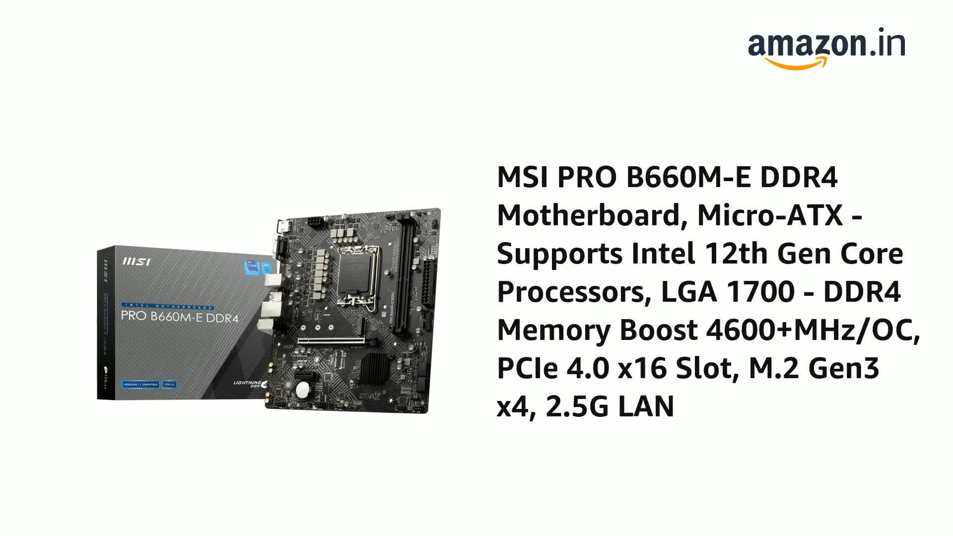 Amazon.in: Buy MSI Pro B660M-E Ddr4 Motherboard, Micro-ATX