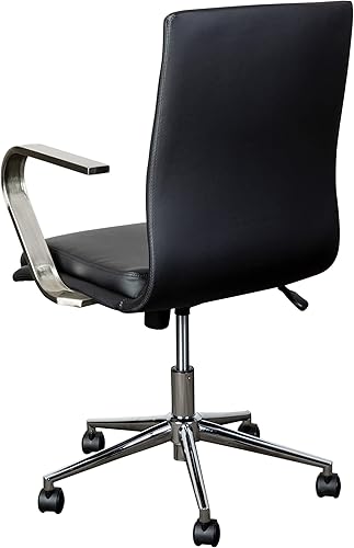 Miniatura 65 de Flash Furniture James Silla ejecutiva de oficina de diseño con respaldo medio, tapicería LeatherSoft gris topo, base y brazos cromados cepillados,