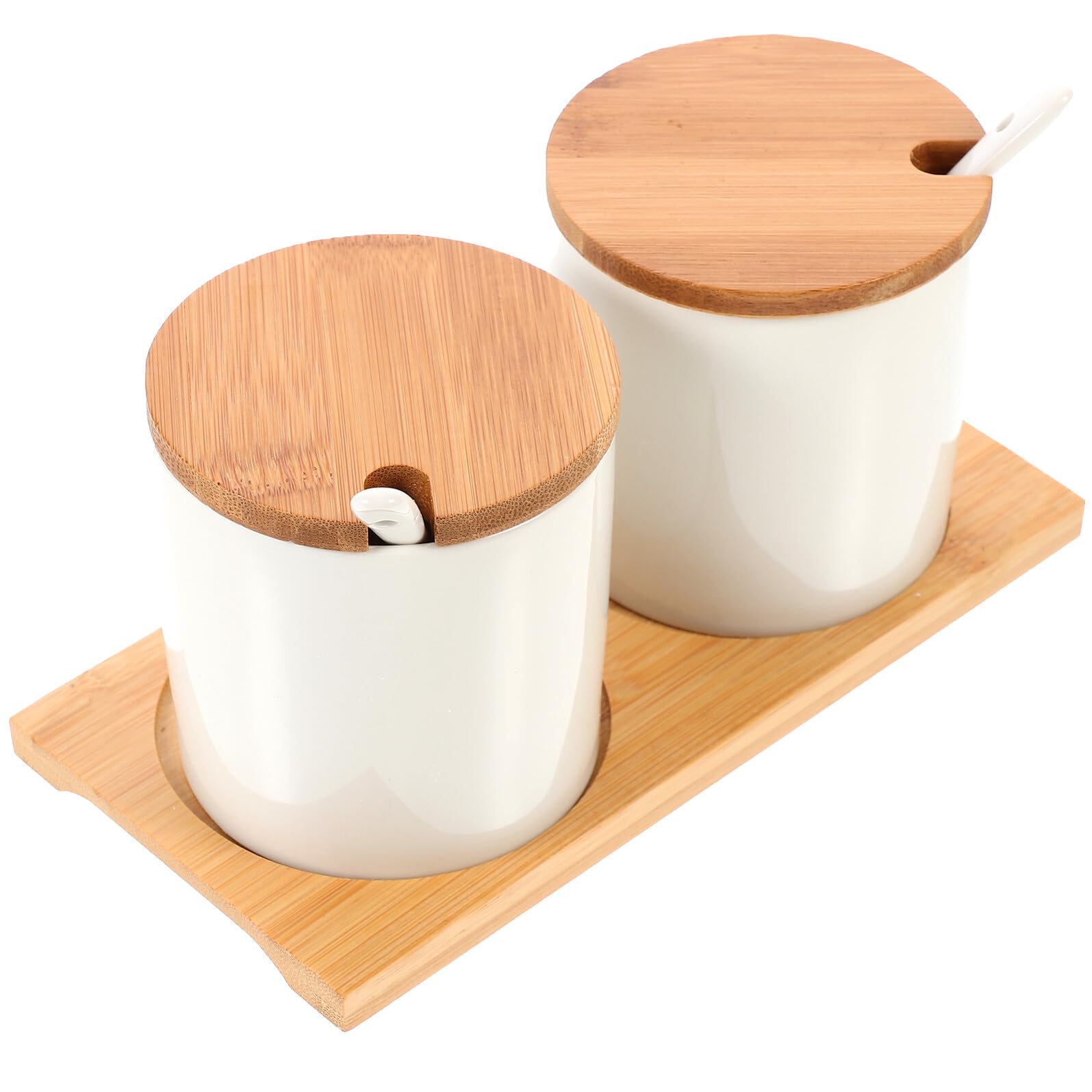 Homoyoyo Barattolo per Condimenti in Porcellana Bianco Chiusura Ermetica e Apertura con Mano per Cucina e Preparazione di Piatto