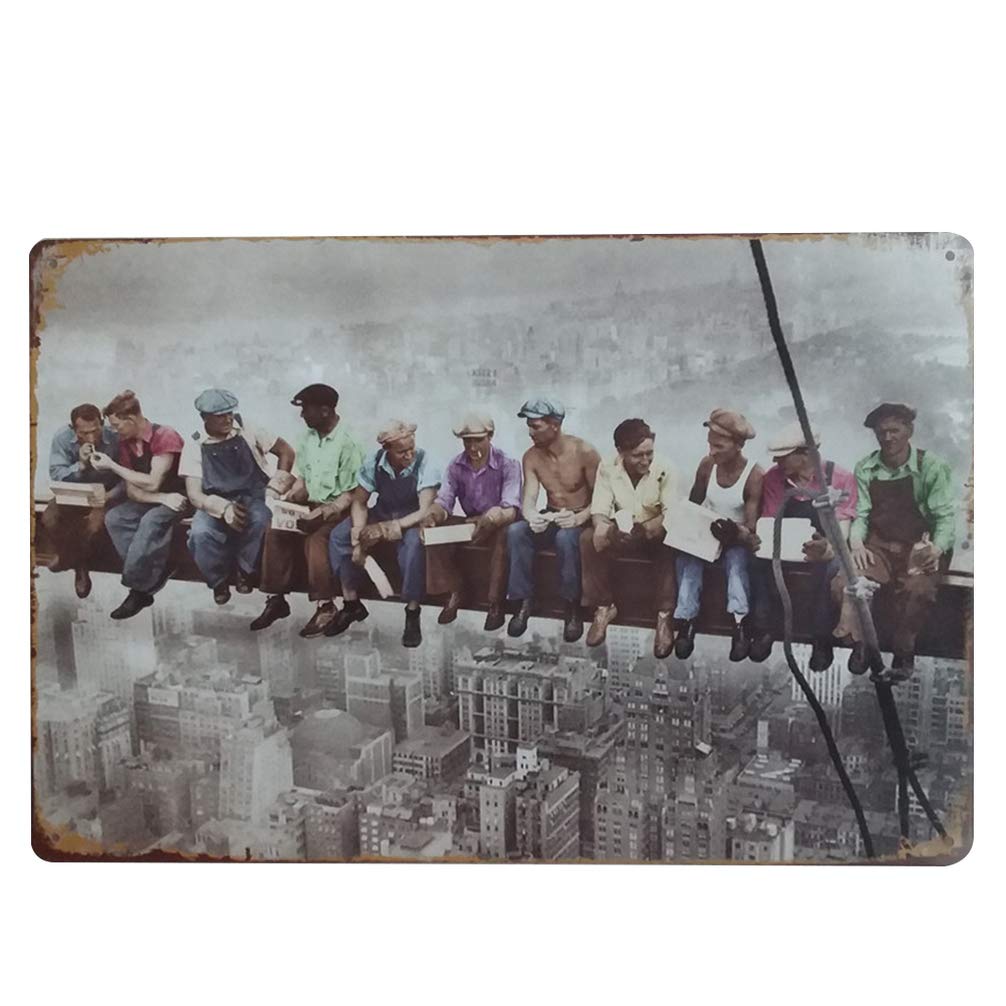 Cartel de Chapa Vintage Hombres Trabajadores Cartel de Pared Retro Cartel de Metal Hierro Pub señal Cueva Garaje decoración para Pared hogar Bar cafetería