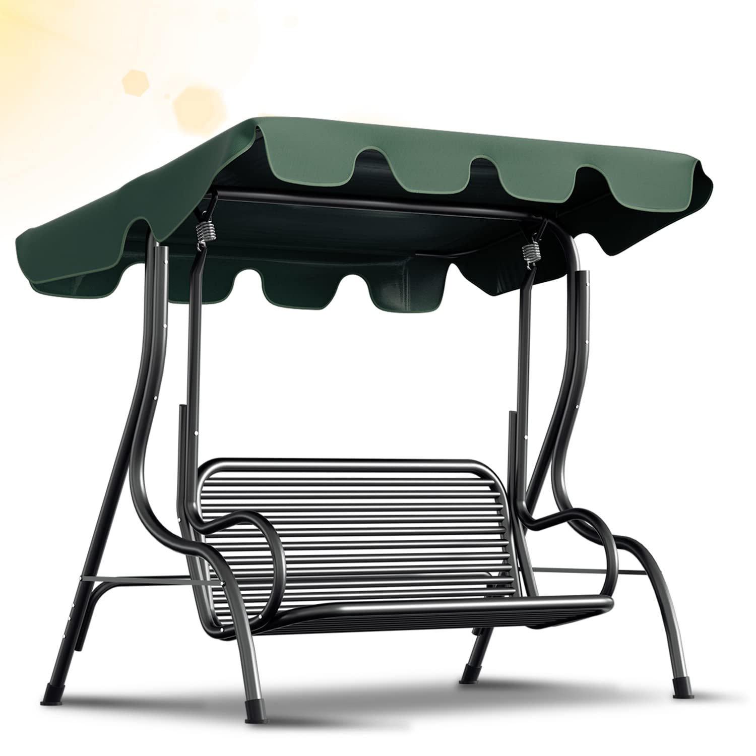 Gimisgu Techo de repuesto para columpios de Hollywood, techo de repuesto universal, 210 x 145 cm, toldo para 3 plazas, resistente al agua y protección UV para columpio de jardín, color verde