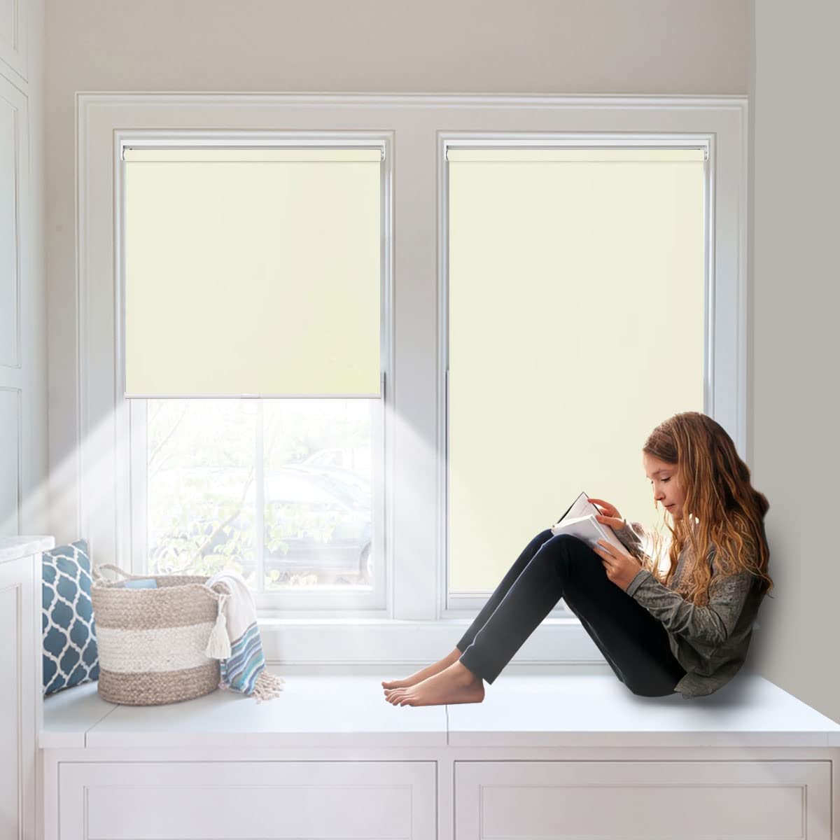 Customize Roller Window Blinds- Blackout Shades with Room Darkening, Easy Roll Up and Pull Down, Custom Cut to Size, 25 to 100 inch Wide, Size 39 ½