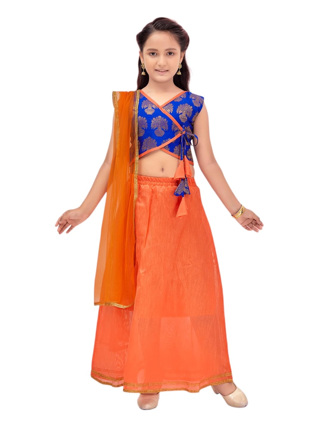 Aarika Girls Blue-Orange Color Lehenga Choli Set (Lch-23205-Blue-Orange-32)