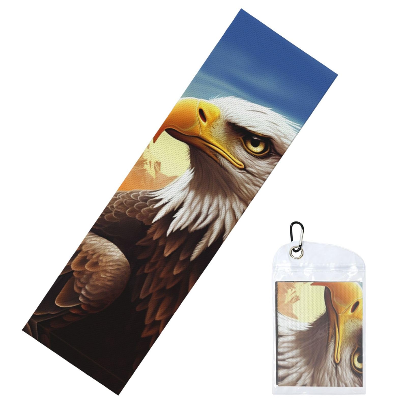 DWVTSLH Cooling Towel for Neck and Face, Eagle Ice Towel for Hot Weather, Soft Microfiber Chilly Towels with Waterproof Bag & Carabiner, Breathable Workout Towels 40"x12"