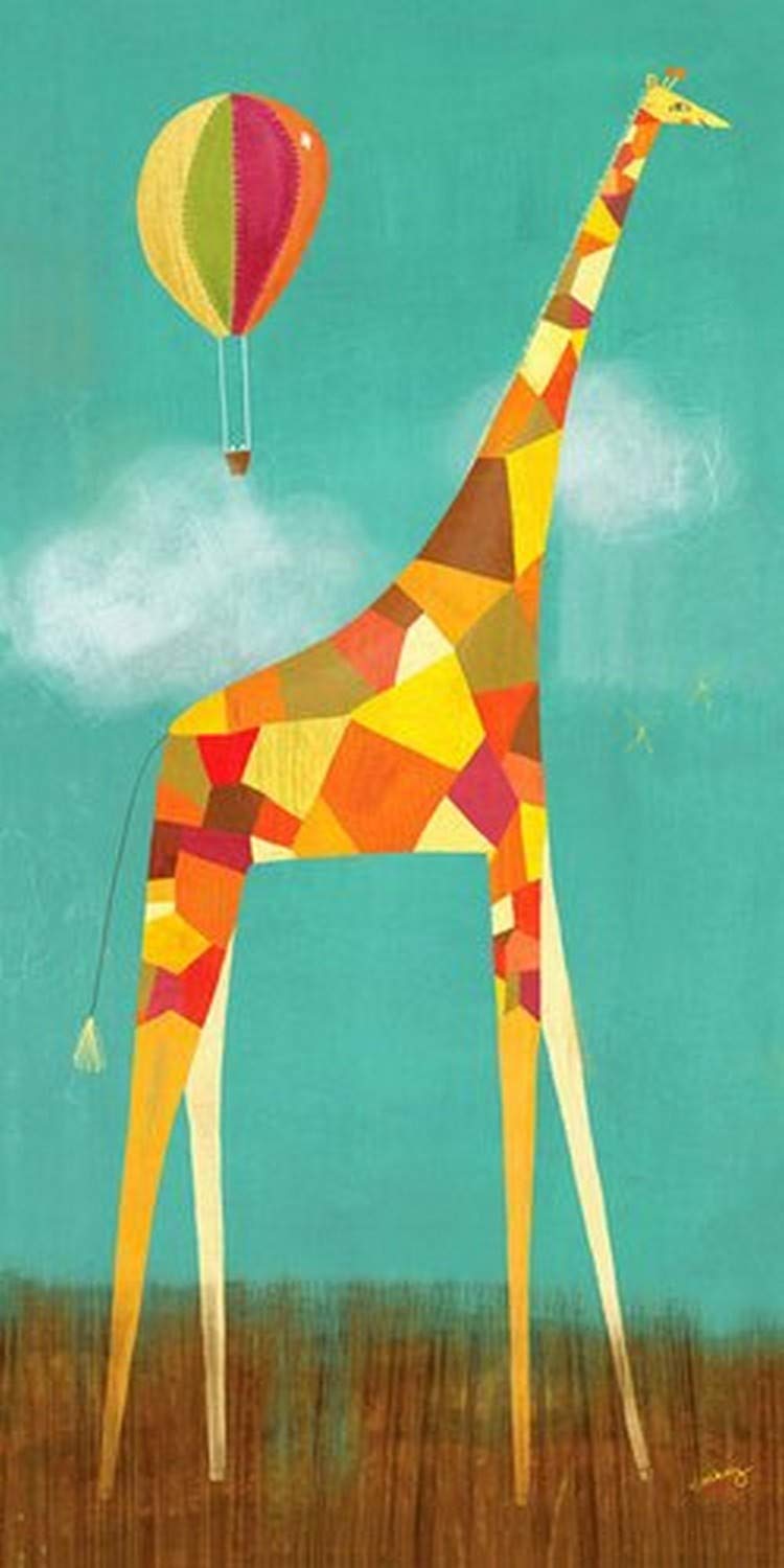 Oopsy Daisy Canvas Wall Art Too Tall Giraffe by Melanie Mikecz, 24 by 48-Inch