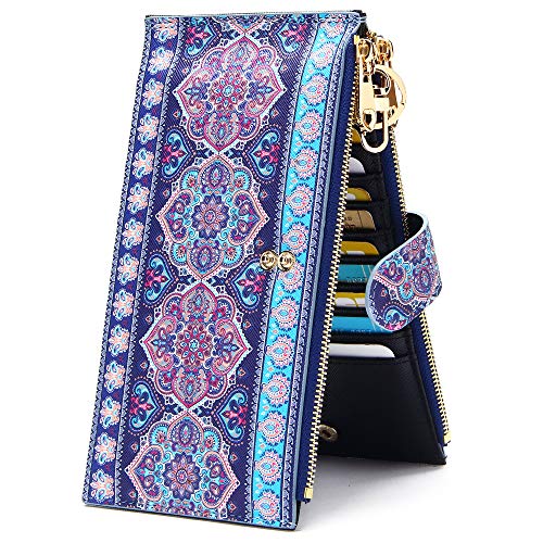 KUKOO Wallets for Women RFID Blocking Large Capacity Slim Bifold Multi Card Case Organizer with Zipper Pocket Gift Box