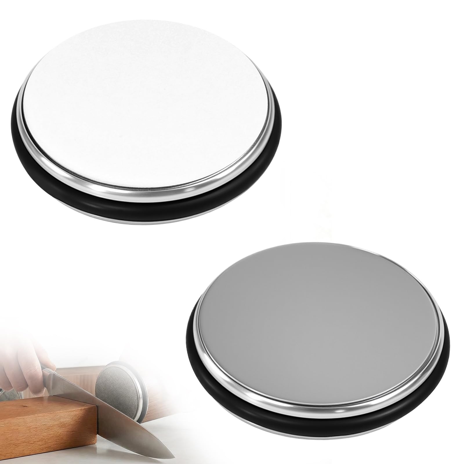FTISSLY Pack of 2 Replacement Discs for Rolling Knife Sharpeners 1000# and 3000# Rolling Knife Sharpener Disc Tool Set Roller Grinder Replacement Discs Round Whetstone for Knives Kitchen Knives