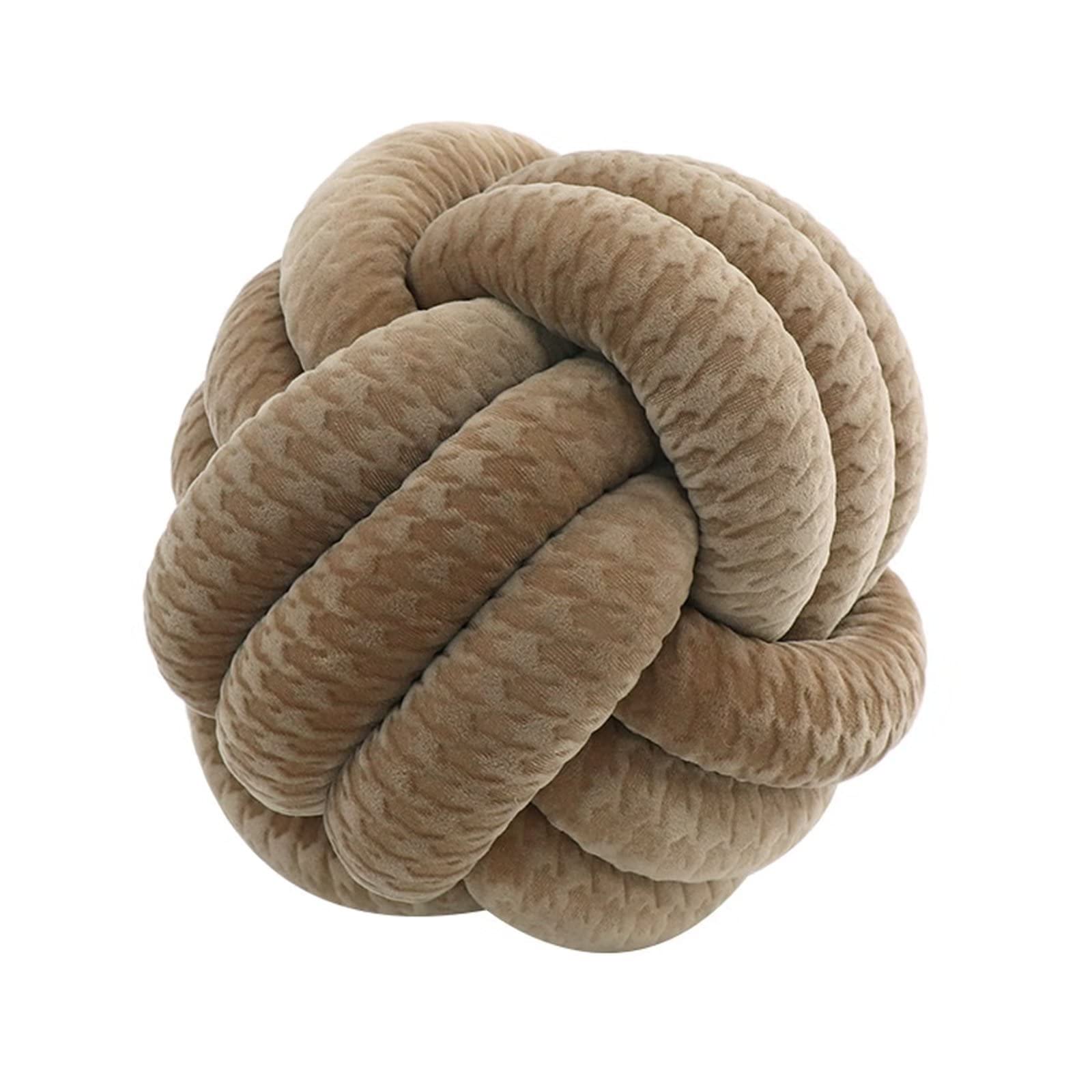 Hand-woven Velvet Soft Knot Ball Pillow - Round Throw Pillows for Bed Sofa, Cuddle Cushion, Plush Pillow, Cushions - Knot Cushion Décor,Grey,35cm