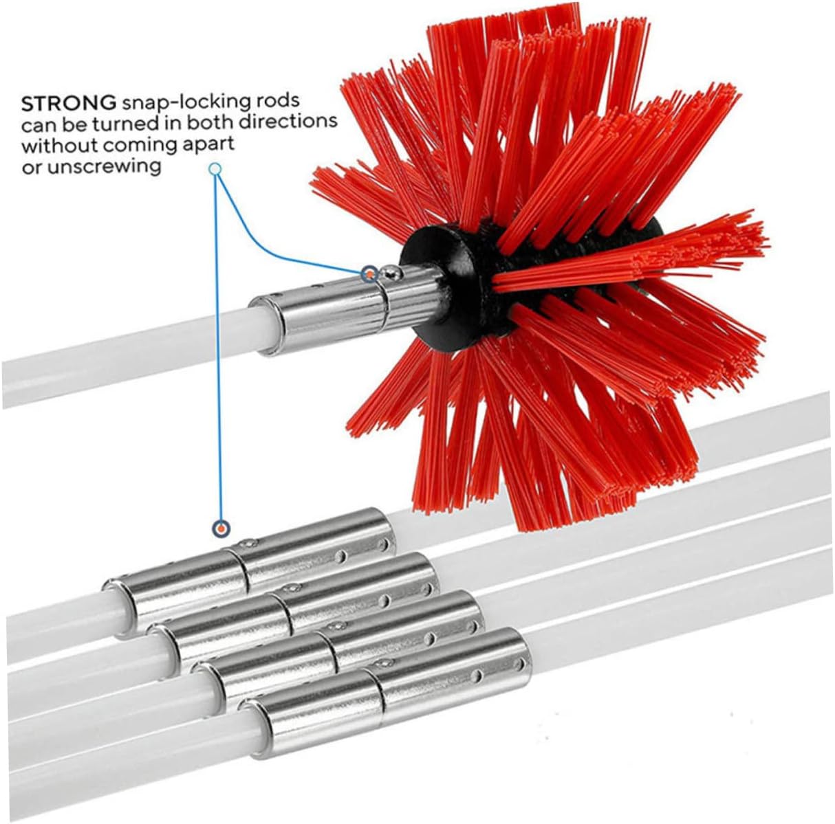 Chimney Brush with Rods Flexible Fireplace Cleaning Tool for Drill Use for Brick Flues Easy Assembly and Disassembly for Home Maintenance