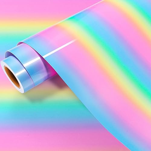 GIRAFVINYL Vinilo adhesivo permanente arcoíris 12 pulgadas x 6 pies, vinilo iridiscente de alta calidad para vasos, automóviles y decoración del