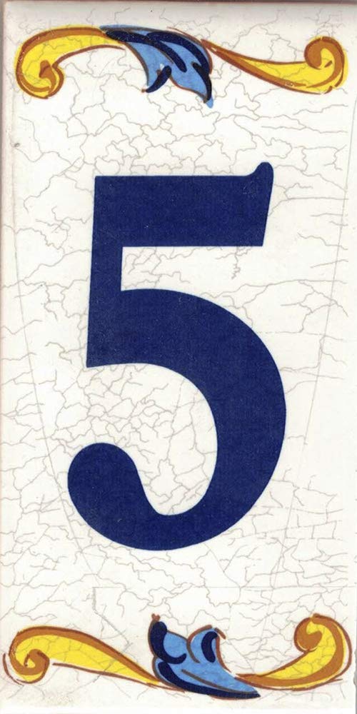 House Number for Outside - Number for House, Glazed Ceramic, Hand Painted Spanish Technique, Names and Addresses (5)