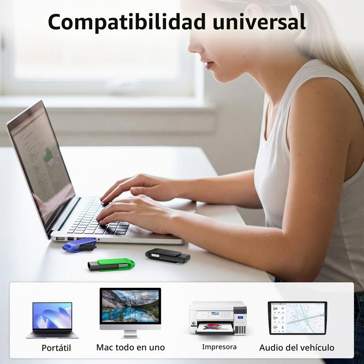 KOOTION Memoria USB 64GB 5 Unidades USB 3.0 Pen Drive Ligero Pequeño y Práctico Lote Pendrive 64GB de 360° con Tapa Metálica Colorido Mini Pendrive para Ordenador/TV/Coche/Player, ect