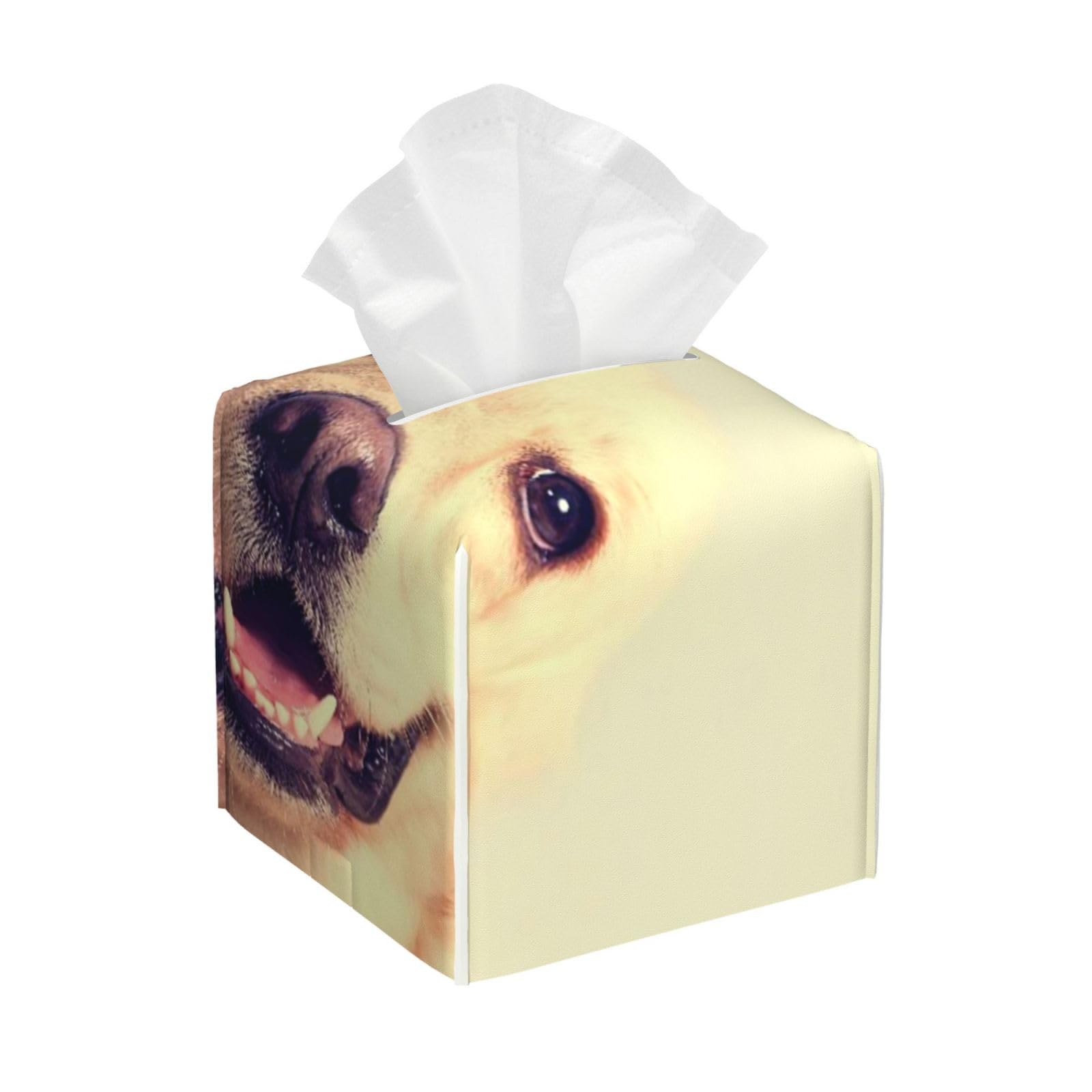 Cute Golden Retriever Lovely Pet Dog Puppy Animal PVC Cube Tissue Pack for Home Office Bathroom Use