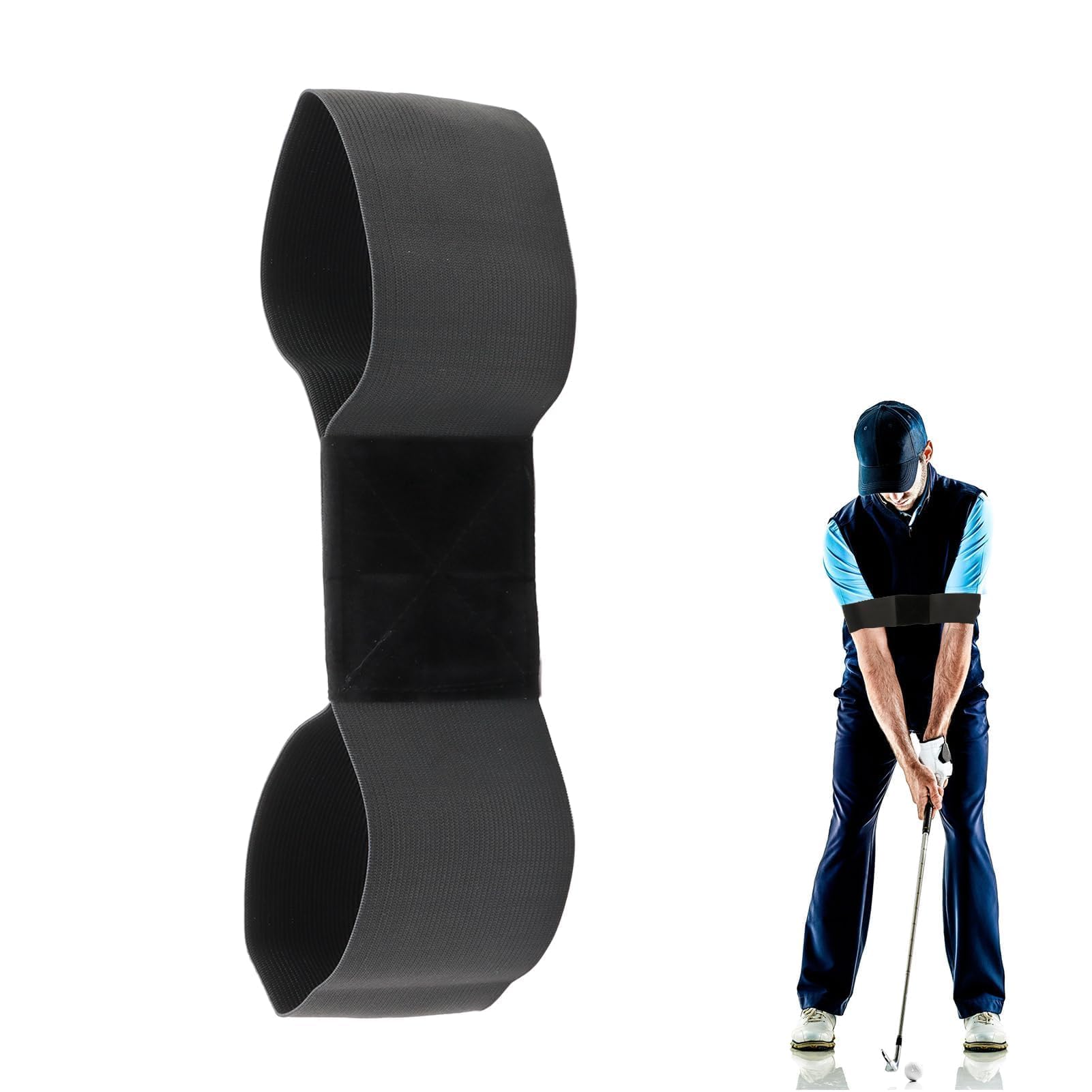 Golf Swing Training Aid Arm Band, Golf Arm Strap Trainer Aid Tape Swing Easy Grip Secret Golf Belt Posture Connection Practice Alignment for Beginners Men Women Kids (Blue)