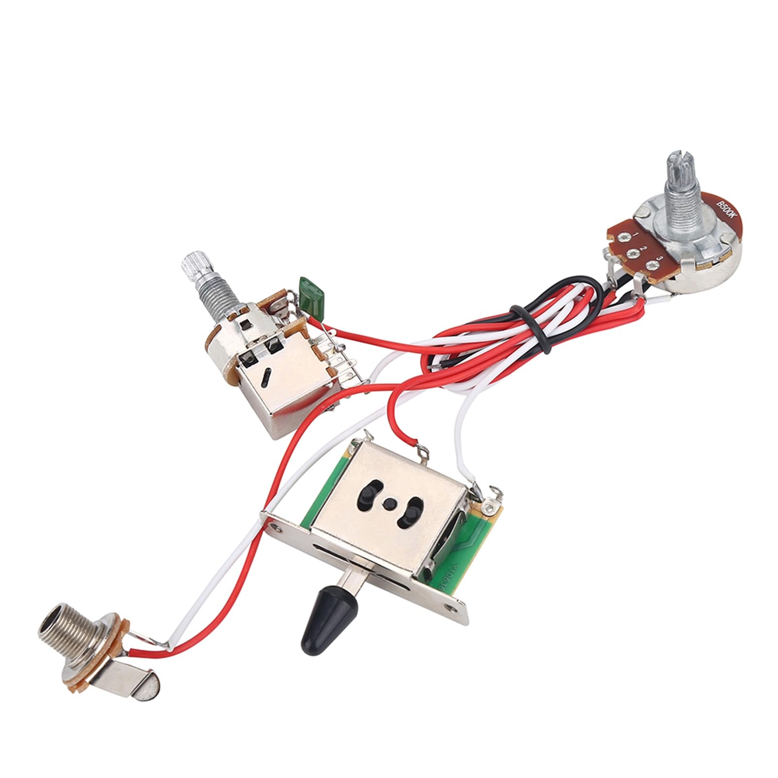 Alomejor Zestaw okablowania gitarowego dla gitary elektrycznej, metaliczny, przedprzewód, 500K, 3-drożny przełącznik push-pull, zestaw okablowania dla gitary elektrycznej