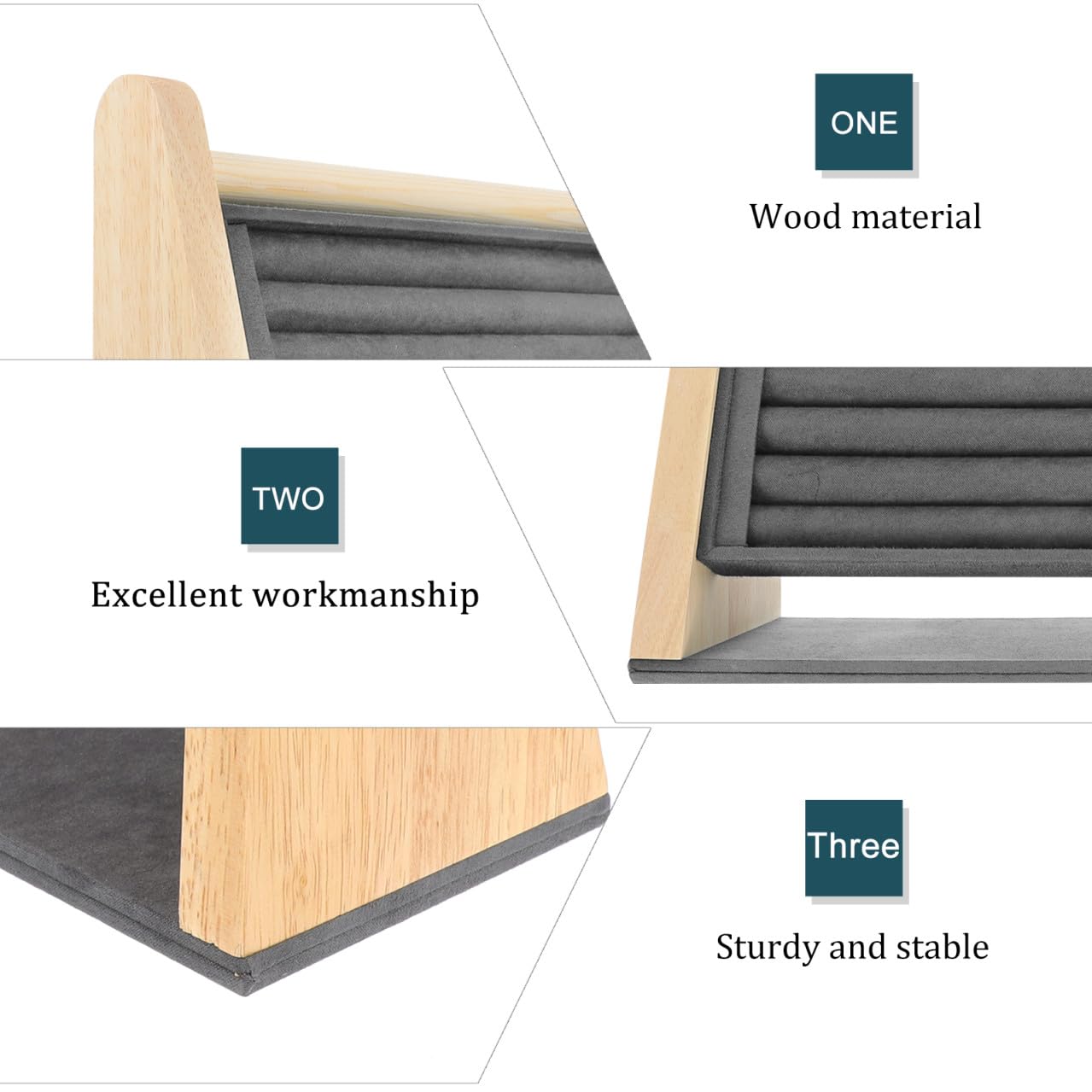 Healvian Espositore Per in Legno Massello Collane e Struttura Inclinabile Per Esposizione Per o Decorazione