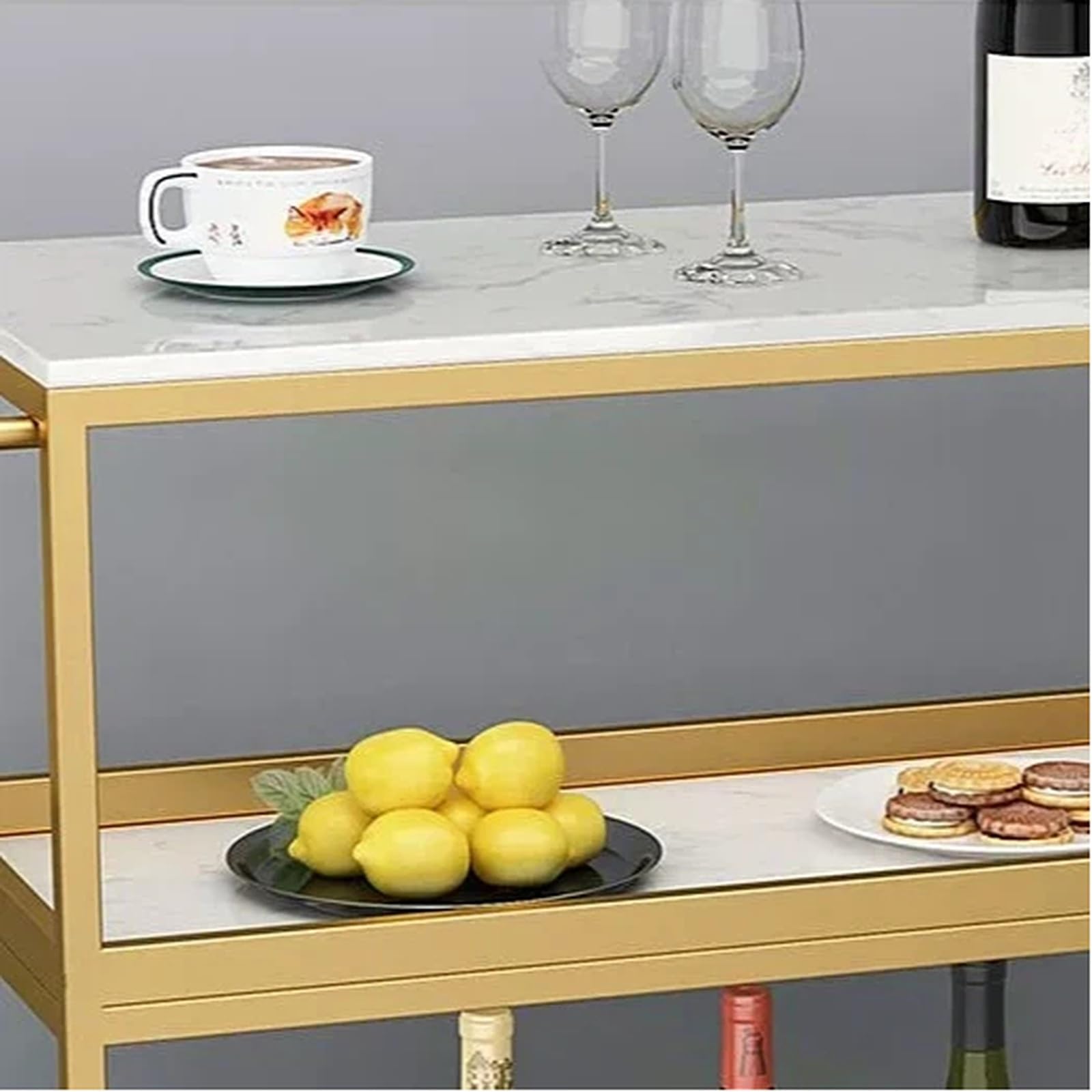 Rollwagen Mobiler Küchen-Servierwagen, Hotel-Getränkewagen, Esszimmer-Sideboard-Regal(Schwarz,Groß)