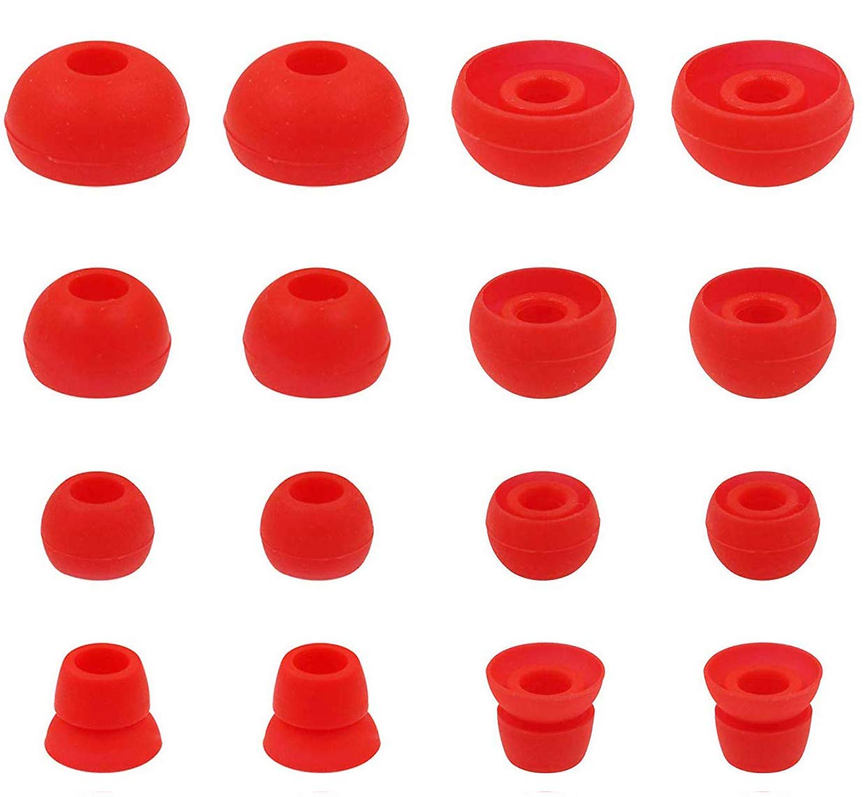 ALXCD Ear Tips for Powerbeats3 Earphone, SML 3 Sizes 6 Pairs Earbud Tips & 2 Pairs Double Flange Silicone Replacement Ear Tip Cushion, Fit for Beats Powerbeats 3 PB 3 [8 Pair](RED)