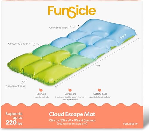 Miniatura 4 de Funsicle Estera inflable del salón del agua del escape de la nube de 6 pies, con reposacabezas acolchado