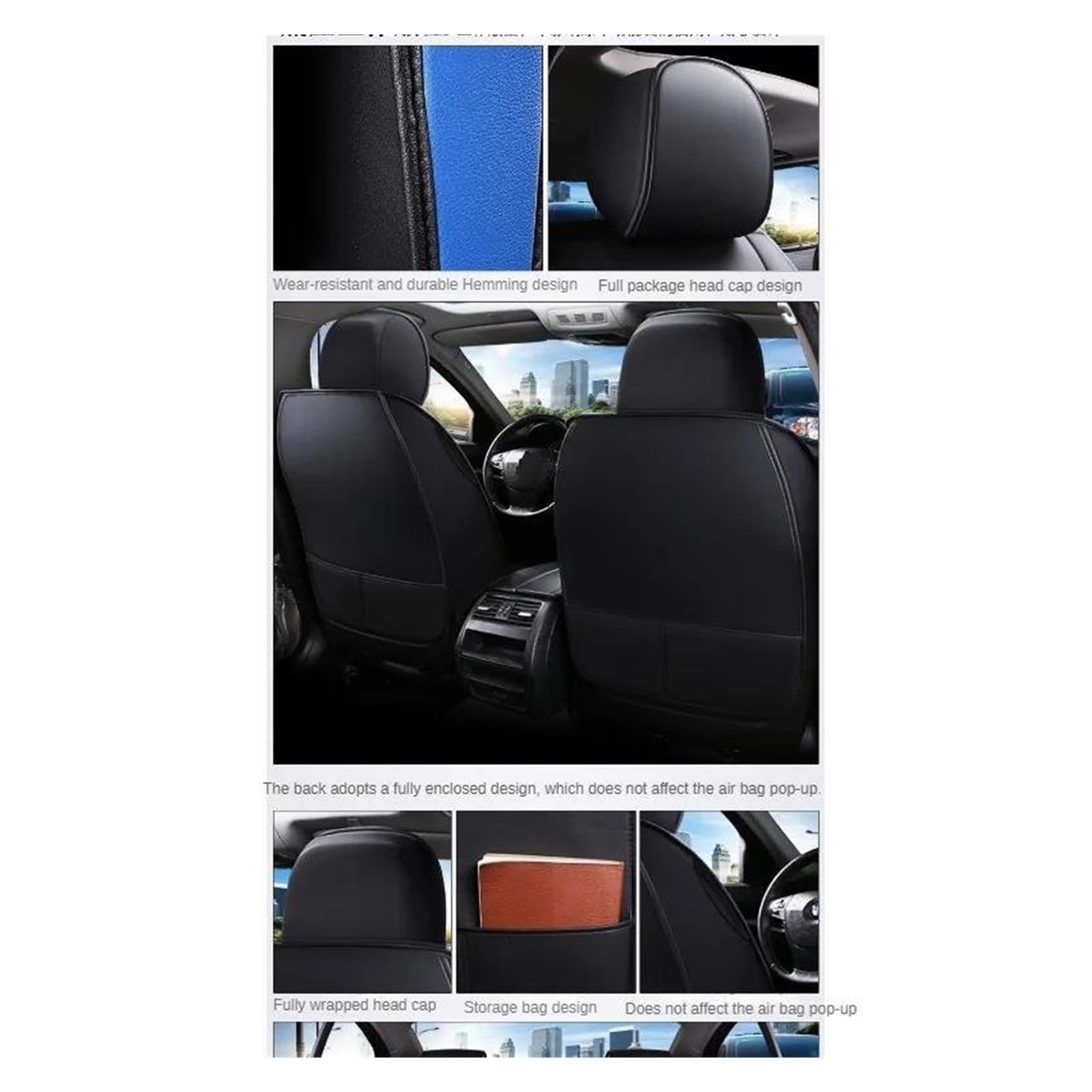 Housse De Siège De Voiture Accessoires Automobiles Détails Intérieurs pour Fiat pour Punto Imperméable Protege Siege Voiture Housses (Couleur : Black 5 Seat, Taille : SE)
