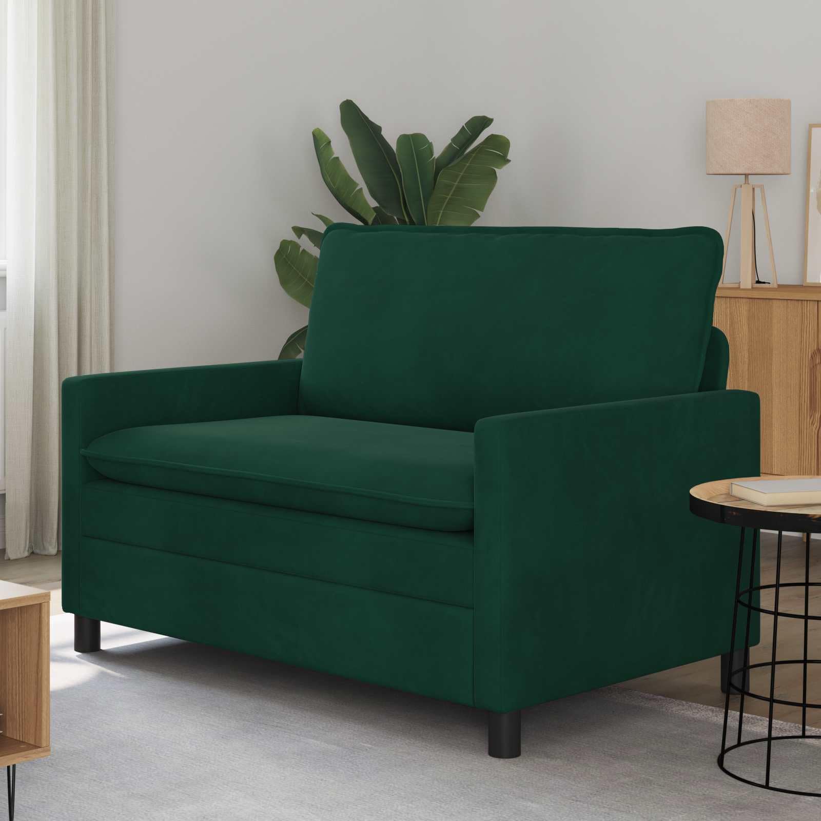 Sofá de 2 plazas terciopelo verde oscuro 126 x 81 x 87,5 cm sofá