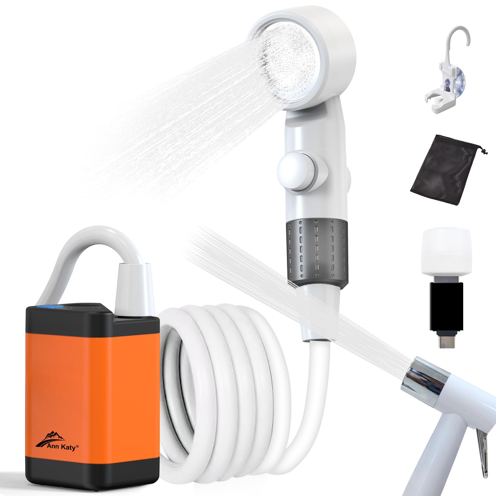 Ann Katy Portable Camping Shower Outdoor Camp Shower Pump,Upgrade Rechargeable Electric Shower Pump with Intelligent Digital Display Multiple Spray